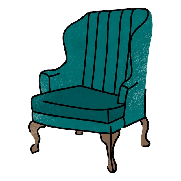 Sticker de garabateo png de sillón azulado fondo transparente