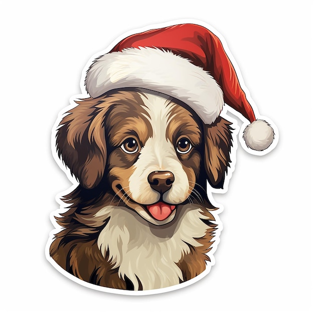 Sticker-Hund mit Weihnachtshut