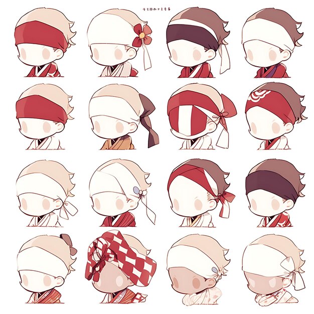 Foto sticker de macho chibi kawaii chino hanfu ricos rojos tasseled hat turna concepto arte activo del juego