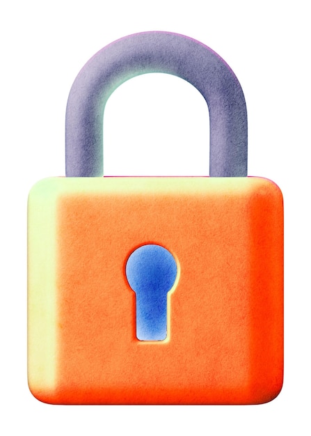 Sticker de negocios con candado naranja png de fondo transparente