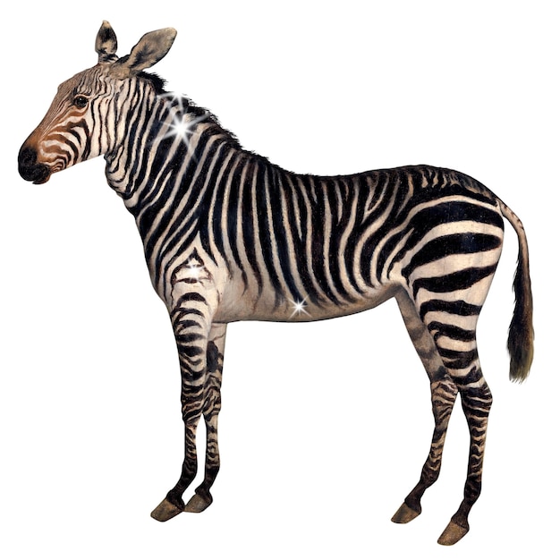 Sticker png de cebra brillante arte de animales surrealistas en un fondo transparente