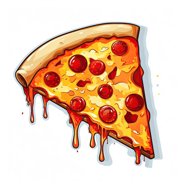 Sticker de rebanada de pizza Ilustración vectorial aislada sobre un fondo blanco