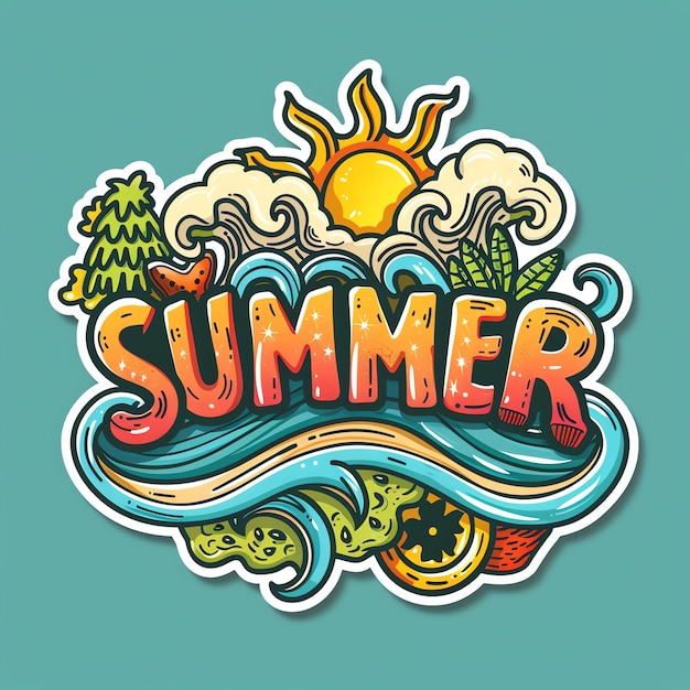 Foto sticker de verano caprichoso para redes sociales y intercambio en línea