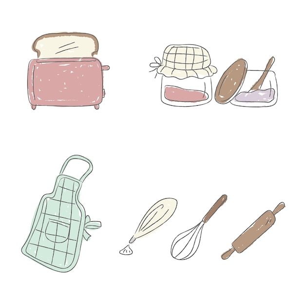 Stickers de cozinha bonitos para um conjunto de diários
