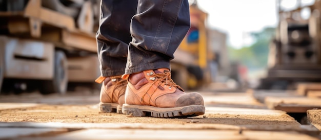 Stiefel-Sicherheitsarbeiter auf der Baustelle