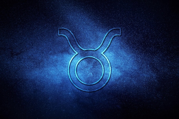 Stier-Sternzeichen, Nachthimmel, Horoskop-Astrologie-Hintergrund, Stier-Horoskop-Symbol, blaues Horoskop