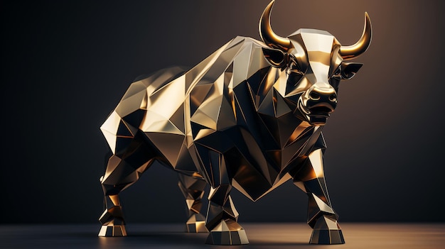 Stiermarkt Aktienpreis steigt Gold Stier 3D-Rendering