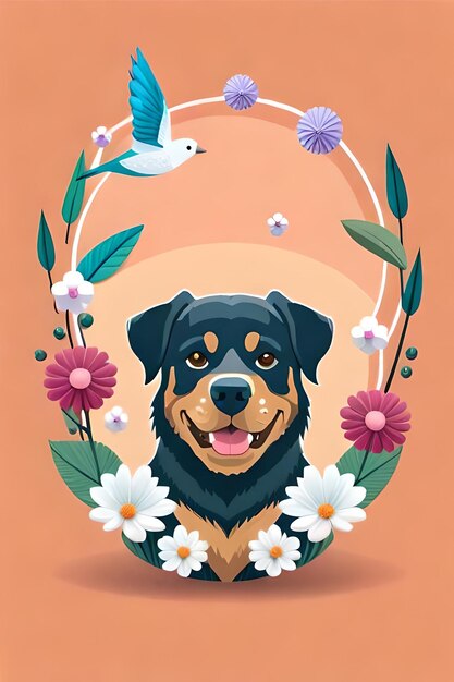 Foto stiker de la cabeza ilustrada de un rottweiler