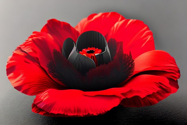 stilisierte rote Mohnblume auf schwarzem Hintergrund Gedenktag Waffenstillstandstag Anzac-Tag-Symbol
