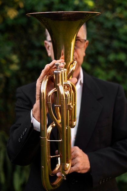 Foto still life of wind instrument for world music day