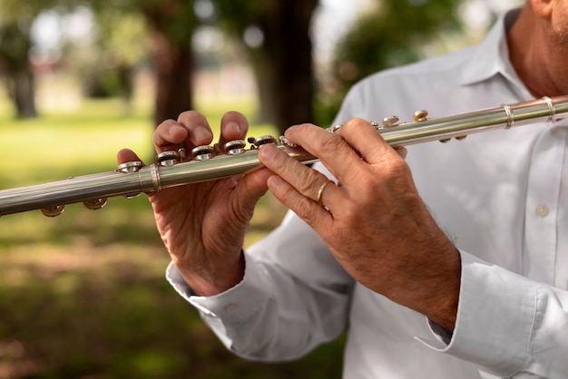 Foto still life of wind instrument for world music day