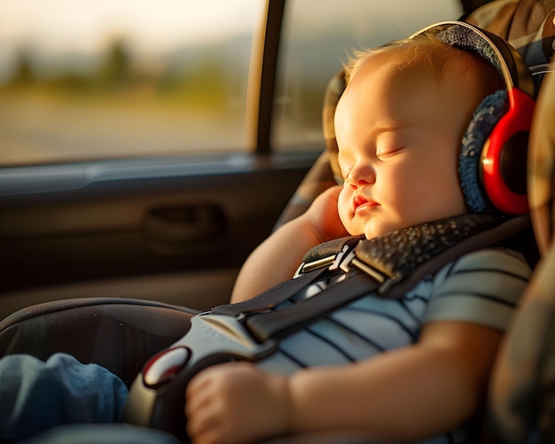 Stille Fahrt Baby schläft im Autositz