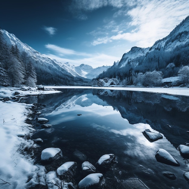 Stille Serenität Schneemacht des Sees