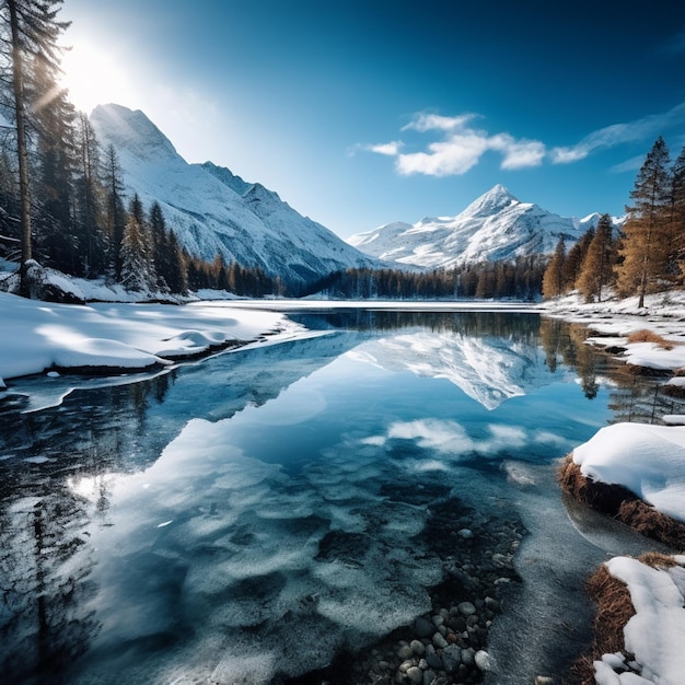 Stille Serenität Schneemacht des Sees