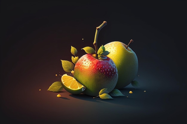 Stillleben Apfelfrucht kreative Poster Cover Banner Tapete Hintergrund Design Kunst