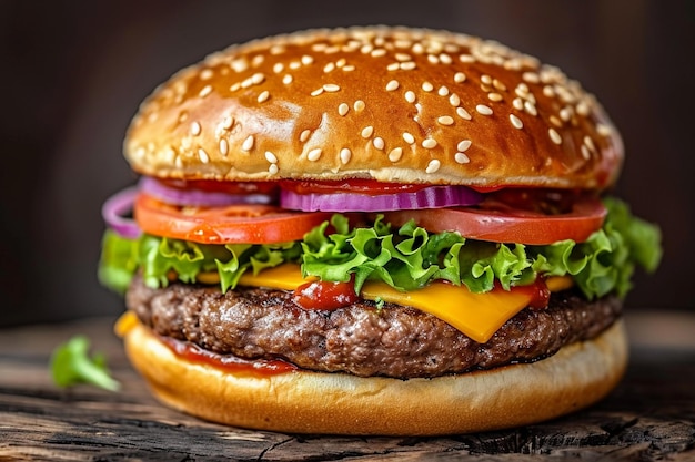 Stillleben eines köstlichen amerikanischen Hamburgers