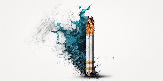 Stillleben Schädel Rauchen Zigarette Menschen rauchen Toxin Körper sehen aus wie Weg zum Sterben KI erzeugt