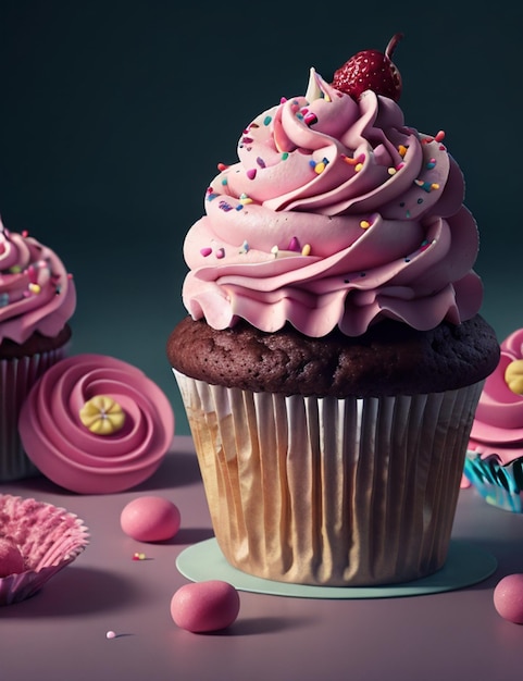 Stillleben von Cupcake-Wandpapier