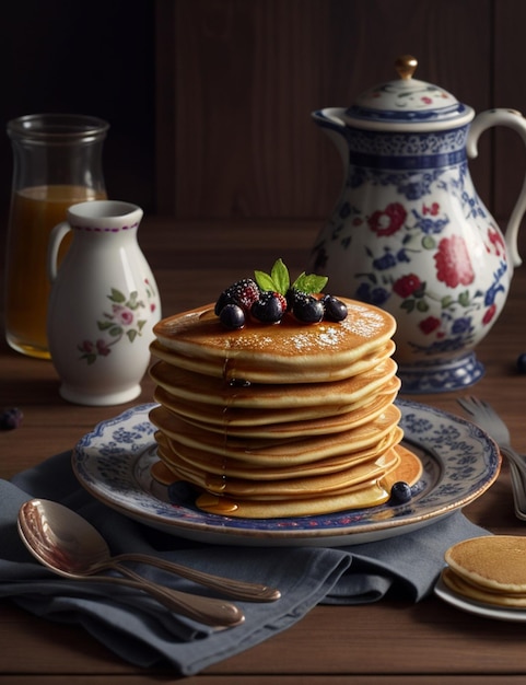 Stillleben von Pfannkuchenwandpapier