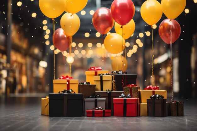 Stilvolle 3D-Geschenkboxen für den Black Friday-Verkauf, Ballonboxen, GeschenkeAI Generative