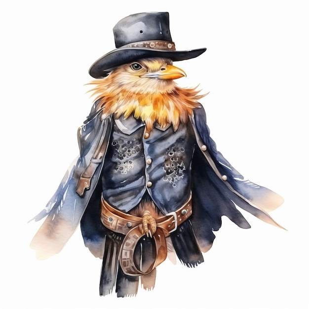 Foto stilvolle aquarelle cowboy adler malerei charmante vogelkunst