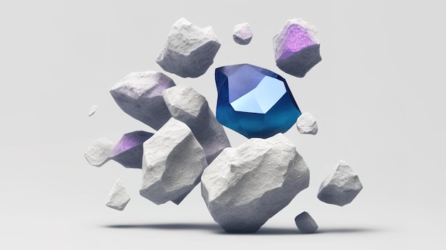 Stilvolle mehrfarbige Kristallhintergrund 3D-Darstellung 3D-Rendering dreieckige moderne polygonale Form geometrisch