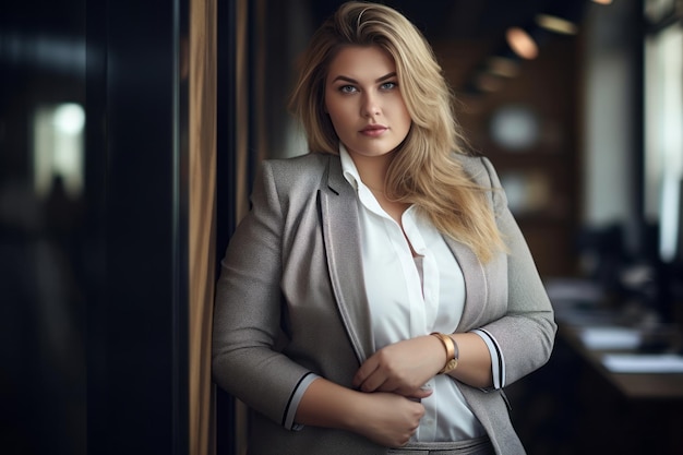 Foto stilvolle plussize-managerin im professionellen outfit