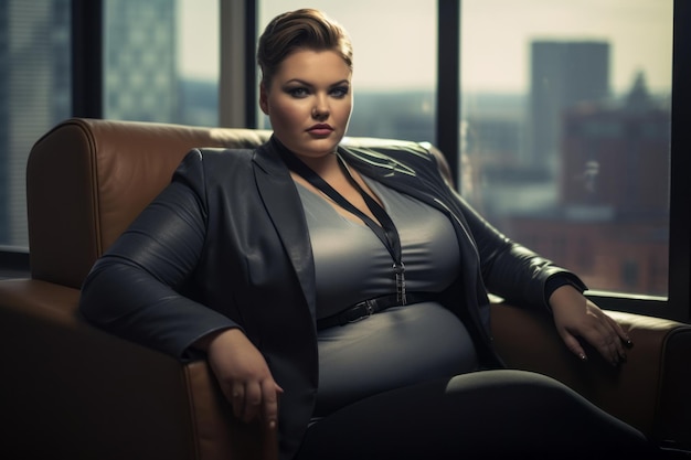 Stilvolle Plussize-Managerin im professionellen Outfit