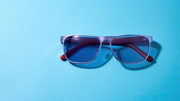 Stilvolle Sonnenbrille auf blauem Hintergrund