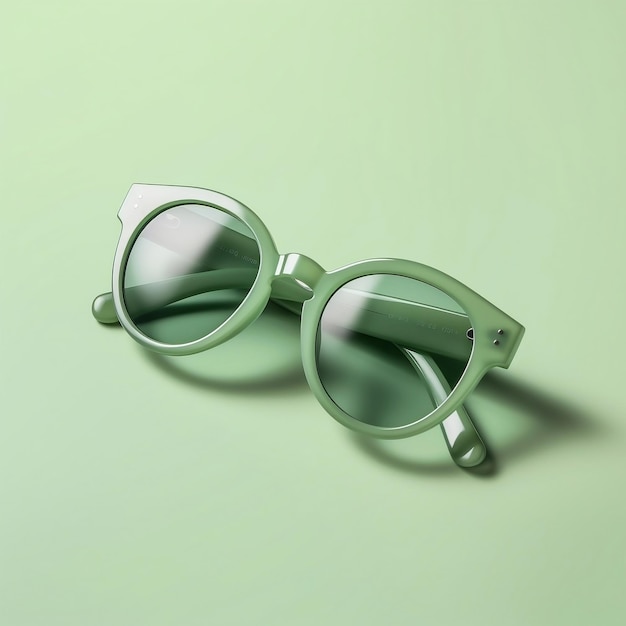 Stilvolle Sonnenbrille auf pastellgrünem Hintergrund AI