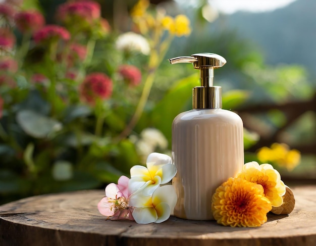 stilvoller Seifendispenser mit Blumen