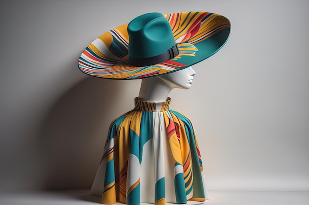 Stilvoller weiblicher Hut auf Mannequin ai generative