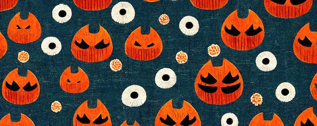 Stilvolles abstraktes Stoffmuster mit Halloween-Kürbissen