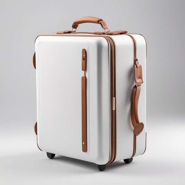 Stilvolles Kofferdesign für isolierte Reiseproduktfotografie auf weißem Hintergrund