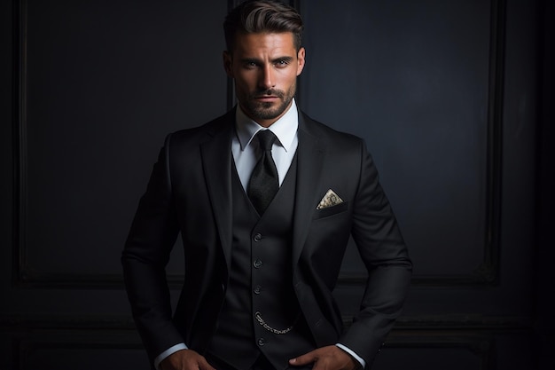 Stilvolles männliches Model in maßgeschneiderter Kleidung Generative von Ai