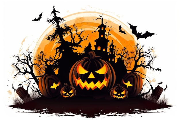 Stilvolles und elegantes Bild eines Halloween-Kürbises, generiert von KI