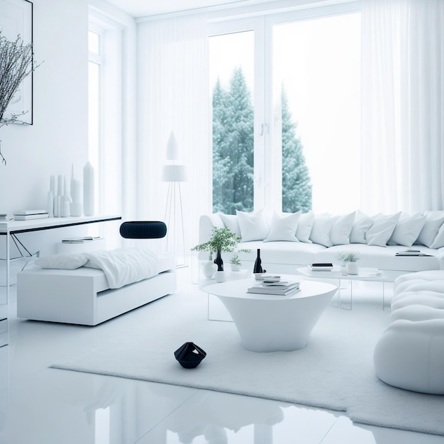 Stilvolles weißes modernes Wohnzimmerinterieur