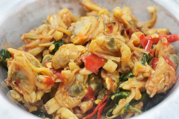 Stir Fried Clams, menú de comida callejera tailandesa