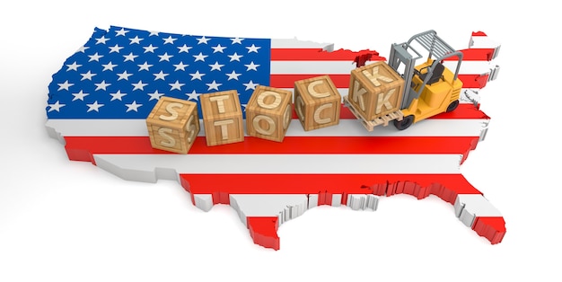 Stock Holzblock-Text der USA. 3D-Rendering