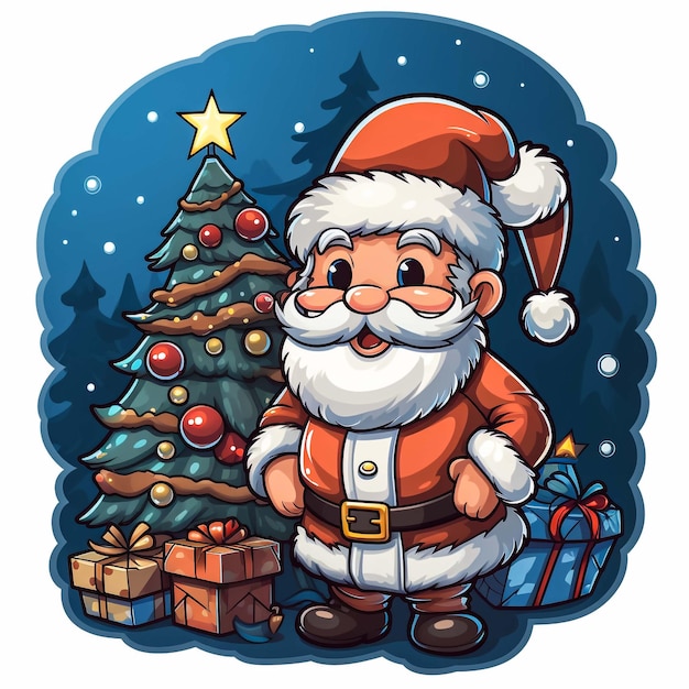 Foto stock vector alegre papai noel segurando caixa de presente feliz natal e feliz ano novo sorrindo sant