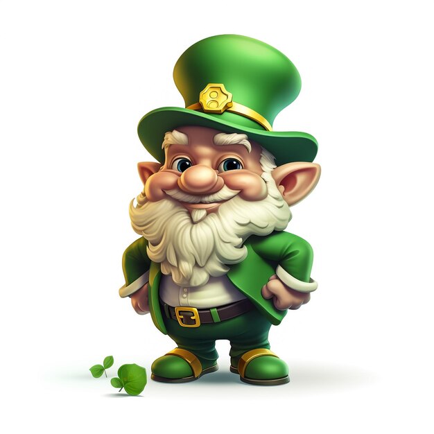 Foto stock vector leprechaun personaje de dibujos animados feliz día de san patricio ilustración de leprechaun con bastón para caminar