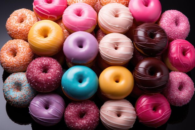 Foto stockfoto von donuts oder donuts auf dem küchentisch professionelle werbefotografie von lebensmitteln