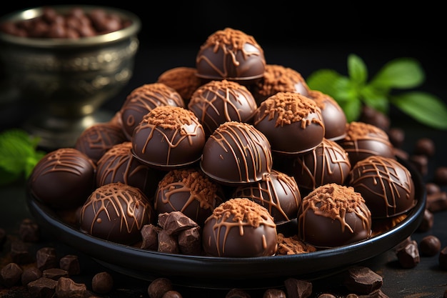 Stockfoto von Schokoladenpralinen in Dunkelbraun