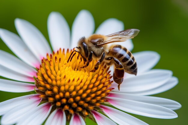 StockImage Closeup A abelha coleta diligentemente néctar de uma flor