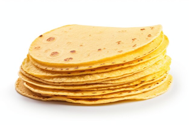 Stocks de deliciosas tortilhas de milho isoladas em branco fundo delicioso tortillas de milho Ai gerado