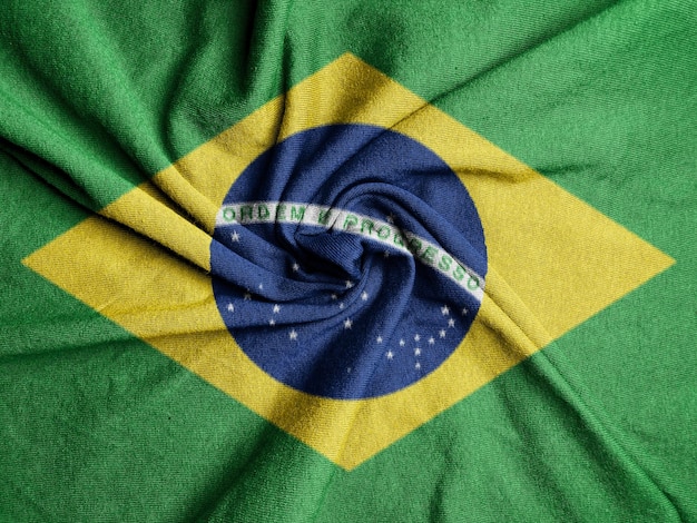 Foto stoffflagge von brasilien nationalflagge von brasilien