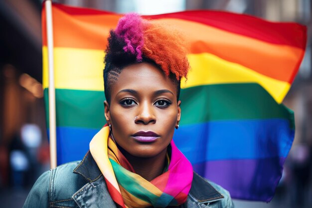 Stolze afroamerikanische Lesbe feiert LGBT-Einheit