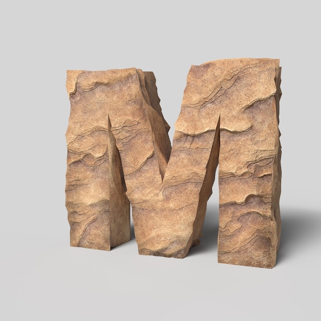 Stone Font Render 3D da letra M Ilustração 3D