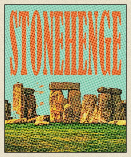 Foto stonehenge-retro-reiseplakat