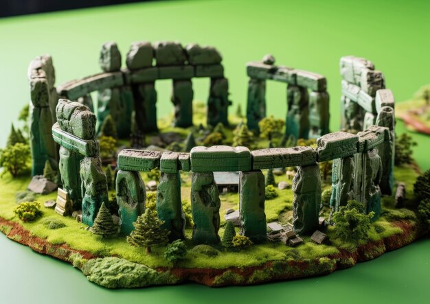 Stonehenge Wiltshire Inglaterra com embarcação 3D e fundo isolado